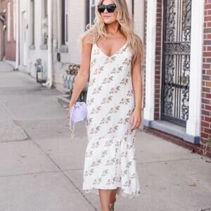 Cami NYC Sita Floral Silk Sleeveless V-Neck Maxi Swing Slip Dress Peony Womens S